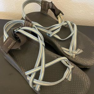 Blue stripe chacos women